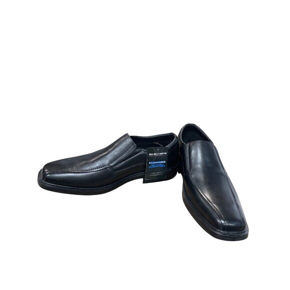 Skechers Classic fit Mens Black Leather Slip Loafers Sz 12 SKU 9480 - Picture 2 of 13